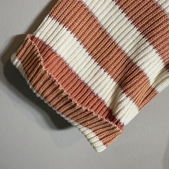 NWOT By Together Stripe Cropped Knit Sweater Pullover Womens Medium Ivory Orange - Picture 8 of 12